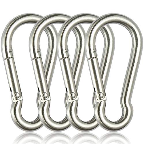 Rtudan 4 Inch Spring Snap Hook Carabiner 304 Stainless Steel Snap