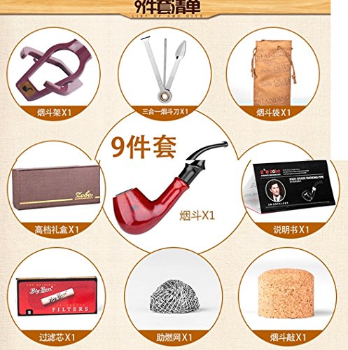 lifevv Red Ebony Wooden Tobacco Smoking Pipe with Accessories and Gift Package