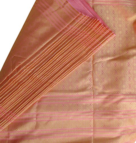 RaanPahMuang Unstitched Thick Thai Tong Silk Fabric for Wedding Dresses 40x140", Orange