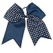 CN 10pcs 7 Inch Girls Big Hair Bow Rhinestone Cheer Bow Attached Elastic Hair Tie for Cheerleader