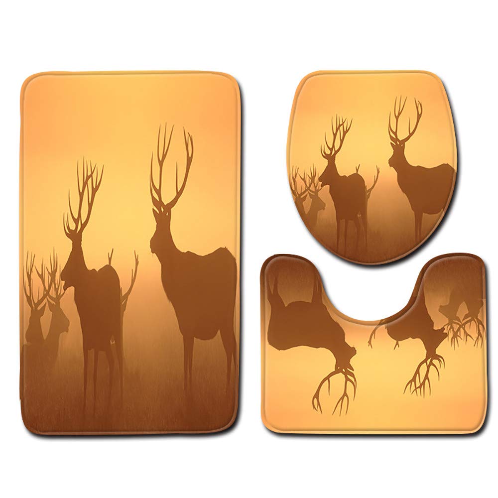 3 Stuck Aurora Hirsch Rutschfeste Stander Badematten Set Fantasie Teppich Badgarnitur Badematten Set Badvorleger Badteppich I Wc Vorleger Badematte Rutschfest Waschbar Duschvorleger Suppen