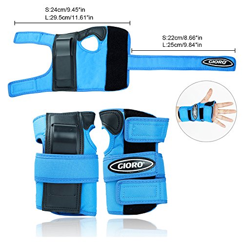 GIORO Adult/Child's Multi Sports Protective Gear, 3 In 1 Set Knee Pads Elbow Pads Wrist Guards for Skateboarding Skating Cycling Climbing Biking BMX Bicycle Scooter (Blue, Child/Youth) - Thumbnail 5