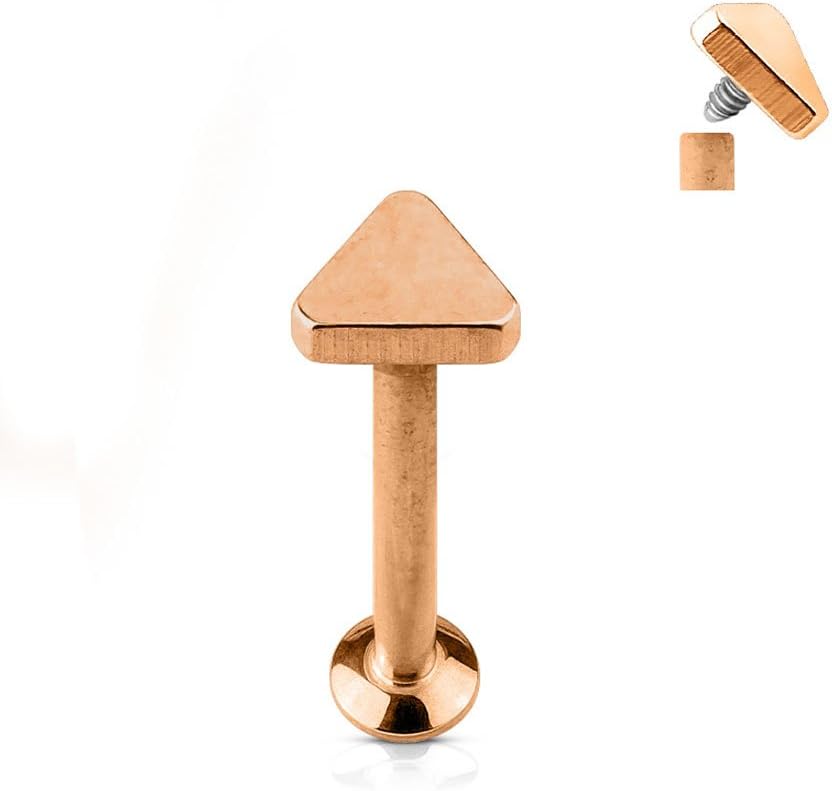 16G Triangle Top Internally Threaded Labret Cartilage Stud