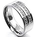 INBLUE Men's 8mm Stainless Steel Ring CZ Silver Tone Comfort Fit Band Wedding Engagement