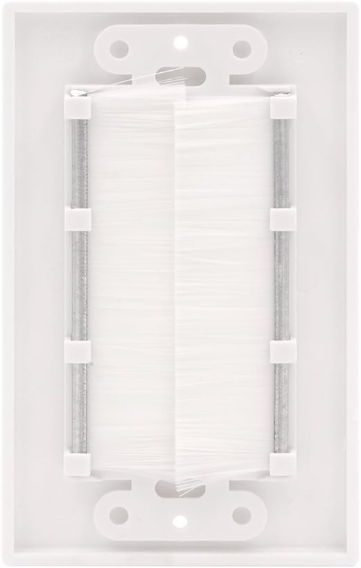 VCE Single Brush Wall Plate Cable Pass Through Insert for Wires, Single Gang Cable Access Strap, Wall Socket for HDTV, Home Theater Systems - White (2-Pack): Electronics