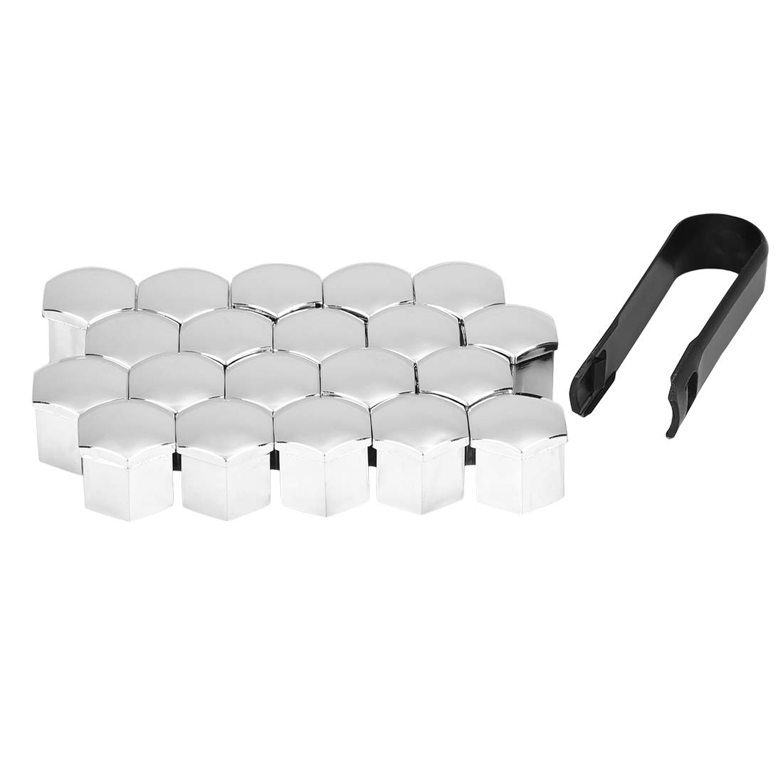 X AUTOHAUX 20pcs 19mm Silver Tone Plastic Car Wheel Nut Lug Hub Covers Dust Cap