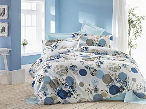 Luoca Patisca Laura 100% Cotton Duvet Cover Bedding Set Bed Linen Reversible Turquoise (King)