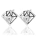 UHIBROS Diamond Shaped Earrings, Unisex Hypoallergenic Stainless Steel Earrings,Cubic Zirconia Stud Earrings Silver,1Pair