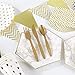 WDF 360 Gold Plastic Silverware- Disposable Hammered Gold Plastic Cutlery - Plastic Flatware inluding: 120 Gold Forks, 120 Gold Spoons, 120 Gold Knives