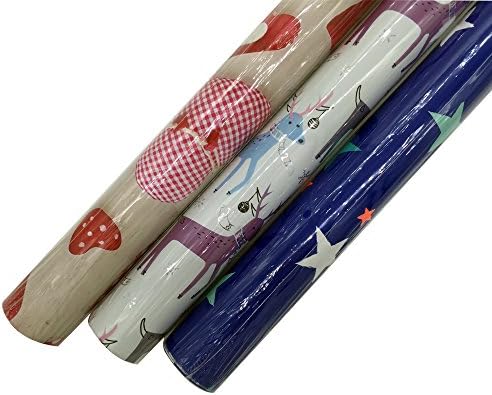 Gift Wrapping Paper Rolls For Birthday, Holiday, Christmas, Wedding, Anniversary, Baby Shower - 3 Rolls - Multiple Patterns - 30" x 79" per Roll