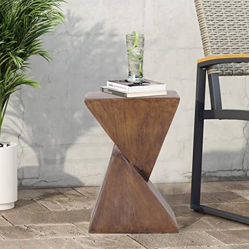 medla Lightweight Concrete Side Table: Modern End Table with Wood-Like Finish Small Coffee Table Stylish Bedside Table for Living Room Bedroom Balcony 30.5×30.5×46cm