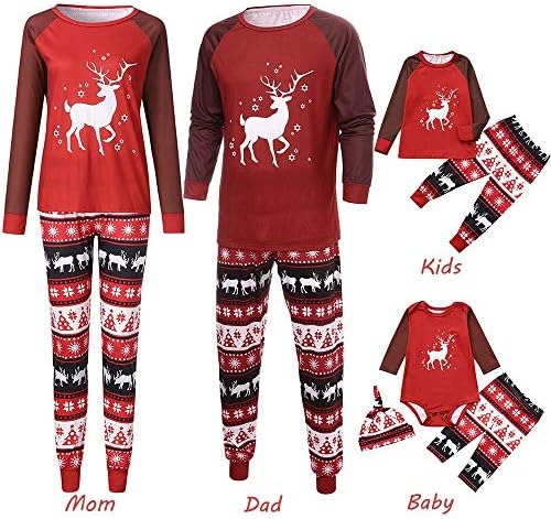 Family Christmas Pajamas Outfit Matching Pajamas Sets Cartoon Deer Holiday Clothes PJ Sets Mom Dad Kids Sleepwear