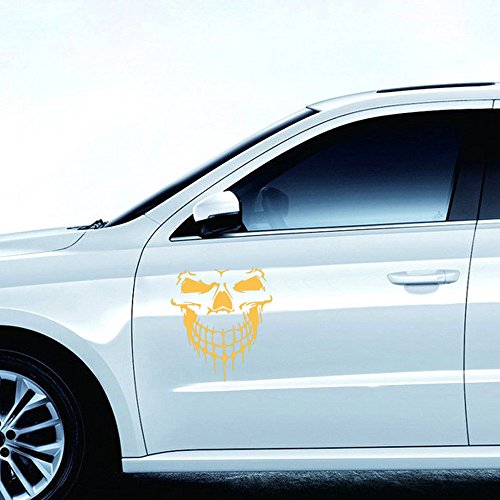 Aobiny Car Stickers,Vehicle Decals Vinyl Skull Skeleton Body Decal Reflective Car Stickers Vehicle Styling Removable Waterproof Sticker (Yellow)