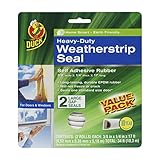 Duck Brand Heavy-Duty Self Adhesive Weatherstrip Seal for Large Gap, White, 3/8-Inch x 1/4-Inch x 17-Feet, 2 Seals, 282434