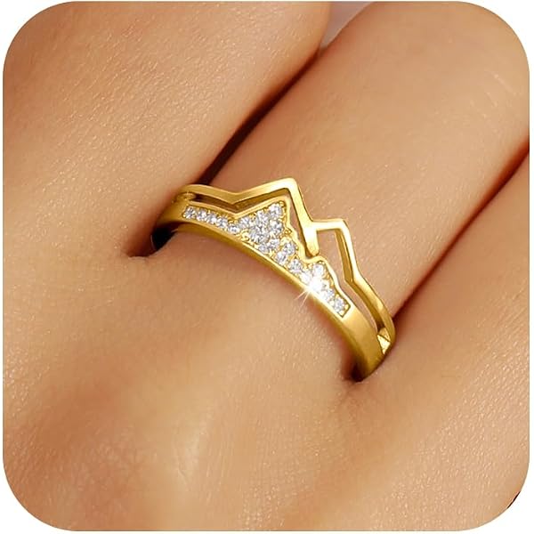 Nature Mountain Range Hiking Ring - 925 Sterling Silver Band, Sizes 4-10 - View #4