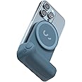 ShiftCam SnapGrip - Mobile Phone Camera Grip with Wireless Shutter Button - Magnetic Mount Snaps on to Any Phone - Built in Powerbank with Qi Wireless Charging - Tabletop Dock | Blue Jay
