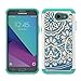 for Samsung Galaxy J3 Emerge Case, J3 Prime / J3 2017 / J3 Mission / J3 Luna Pro / J3 Eclipse/Express Prime 2 / Amp Prime 2 / Sol 2 Case, LEEGU Dual Layer Heavy Duty Protective Case - Blue Flower