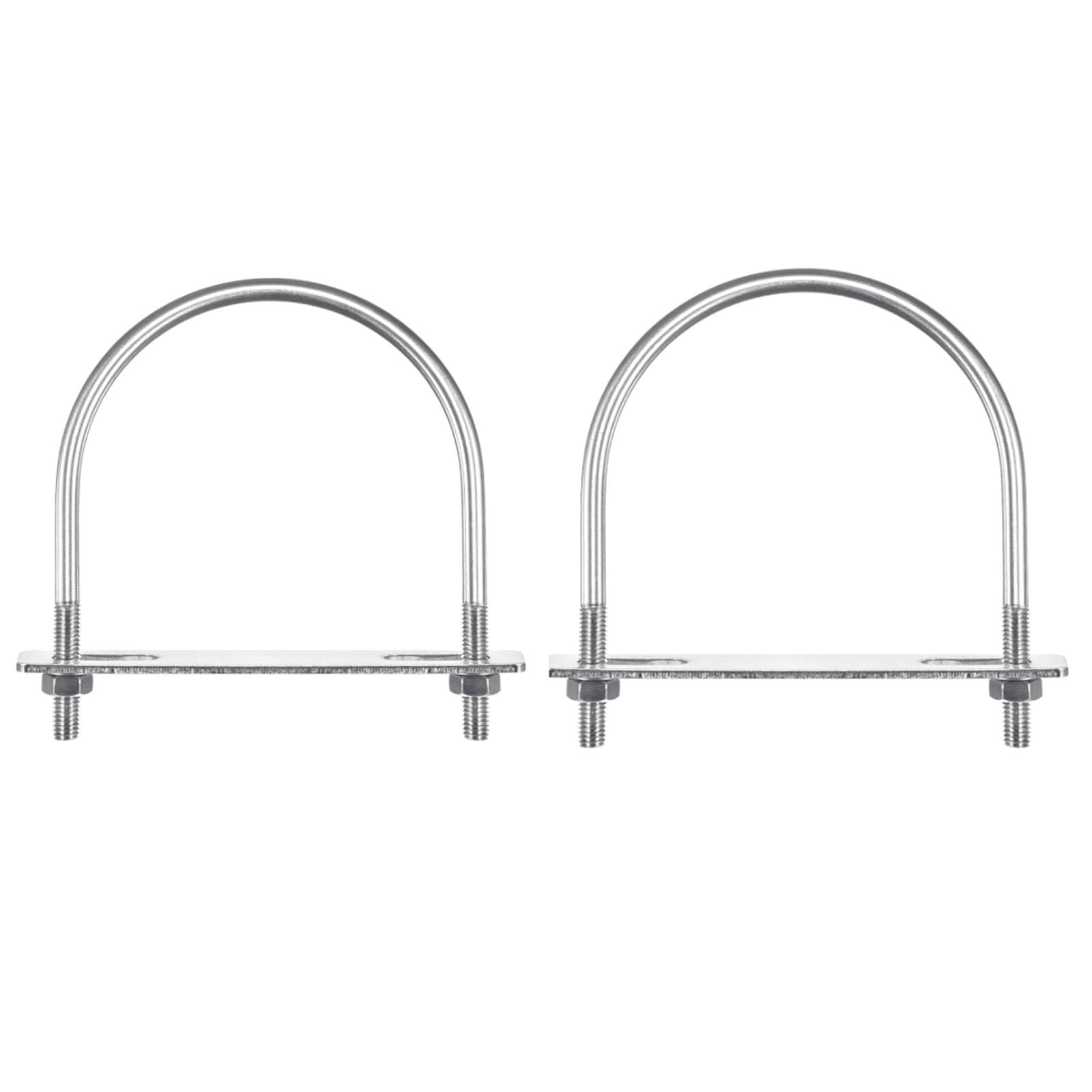 TA-VIGOR 2 sets M8 Round U-Bolts, 110mm Inner Width 135mm Length 304 Stainless Steel U-Bolts with Nut, Plate, Washer for Attaching Piping Conduit Cable Tube Brackets Boat Trailer