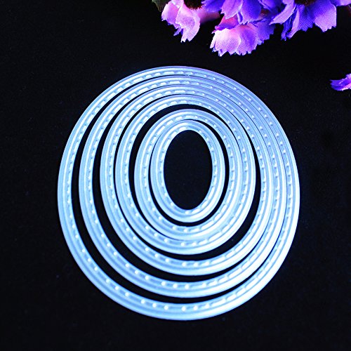 Taloyer 6pcs Metal Cutting Dies Creative Oval Stencil Embossing Template Moulds for DIY Scrapbooking Album Paper Card Making Craft Decor - Thumbnail 2