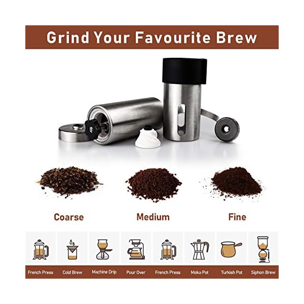 Manuelle Kaffeemühle von Magbea, Hand-Kaffeebohnenmühle aus Keramik, mit verstellbarer Einstellung, tragbare Handkurbel… – Bild 3