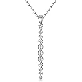 NAOKETEN Bar Moissanite Necklace for Women, 925 Sterling Silver Bar Pendant Necklace, Y Necklace Simple Fashion Jewelry Gifts for Her, Adjustable Chain 18+2