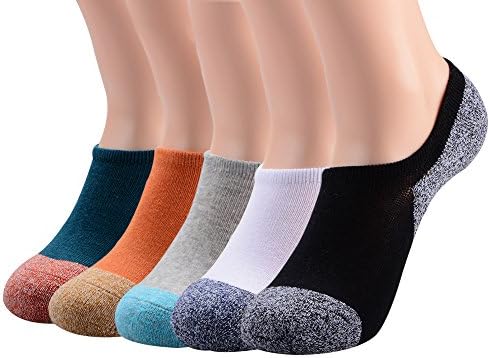 PUTON Women's Cotton No Show Non Slip Boat Running Casual Crew Socks(Pack of 5) (mixA)