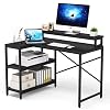 L Shaped Desk with Storage Shelves, Tribesigns Rustic Corner Desk Study Writing Workstation with Monitor Stand Riser for…