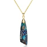 Wovanoo Nature Stone Necklaces for Women Boho Pendant Necklace 18K Gold Chain Necklaces