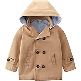 LJYH Toddler Boys Classic Buttons Peacoat Kids Hooded Toggle Dress Trench Coats