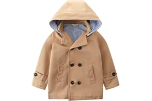 LJYH Toddler Boys Classic Buttons Peacoat Kids Hooded Toggle Dress Trench Coats