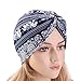 DECOU Elephant Printed Twist Pleated Hair Wrap Stretch Turban E234 (Navy)
