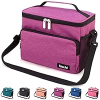 Leakproof Reusable Insulated Cooler Lunch Bag - Office Work Picnic Hiking Beach Lunch Box Organizer with Adjustable Shoulder Strap for Women,Men-Purple