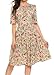 ACEVOG Women's Casual Short Sleeve Floral Printed Fit and Flare Party Dress