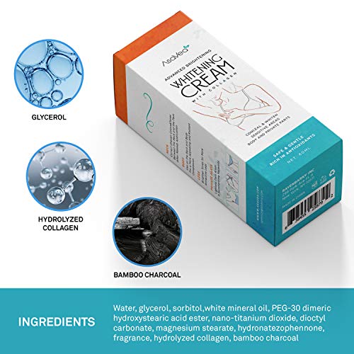 Whitening Cream for Armpits, Intimate Parts, Between Legs - with Collagen - Effective Lightening Cream - Brightens, Nourishes, Moisturizes Underarm, Neck, Knees, Elbows by AsaVea