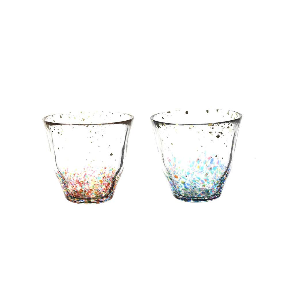 ADERIA Tsugaru Vidro Glass Pair Set, 3.0 fl oz (85 ml), Made in Japan, Gift Box (Rock Glass)