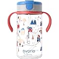Evorie Tritan Toddler Sippy Cup with Silicone Straw, Spill-Proof Straw Water Bottle for Kids 1-2 Years Old, 10 oz, Removable Handles, Ideal for School