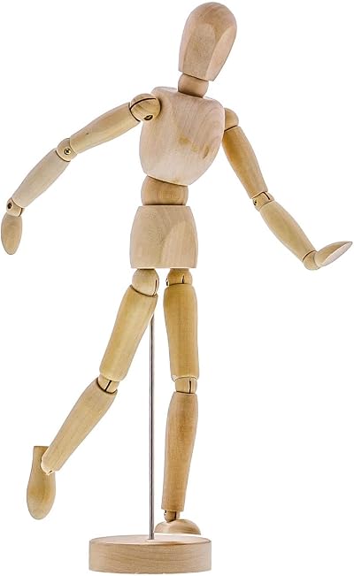 Dzxin Wooden Mannequin Body 12 Inch with 14 Joints Stand for Art Drawing