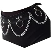 QWALIT Punk Belt with Chain for Women - Rave Leather Chain Belt - Goth Accessories
