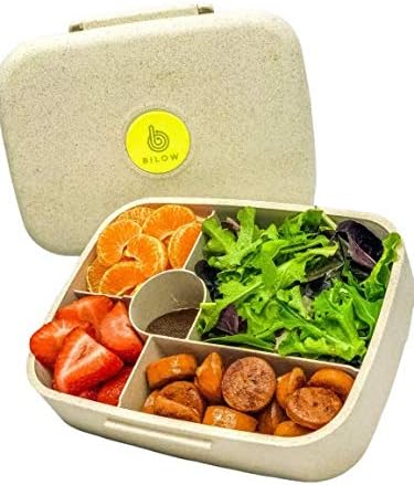 Lunch Containers for Adults and Kids - Each Divided Food Storage Containers are Perfectly Portioned - Eco Lunch Box Includes Ebook, Ice Packs, Utensils, Cute Bento Box - Leakproof & BPA Free (Beige)