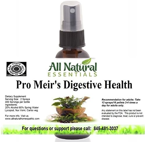 Pro Meir's Digestive Health 1oz Homeopathic Remedy, Gastrointestinal Support, Digestive Upsets, Gas Relief, Yeast problems, Vomiting, Allergy, Itch Relief, Diarrhea, Immune System health, kosher
