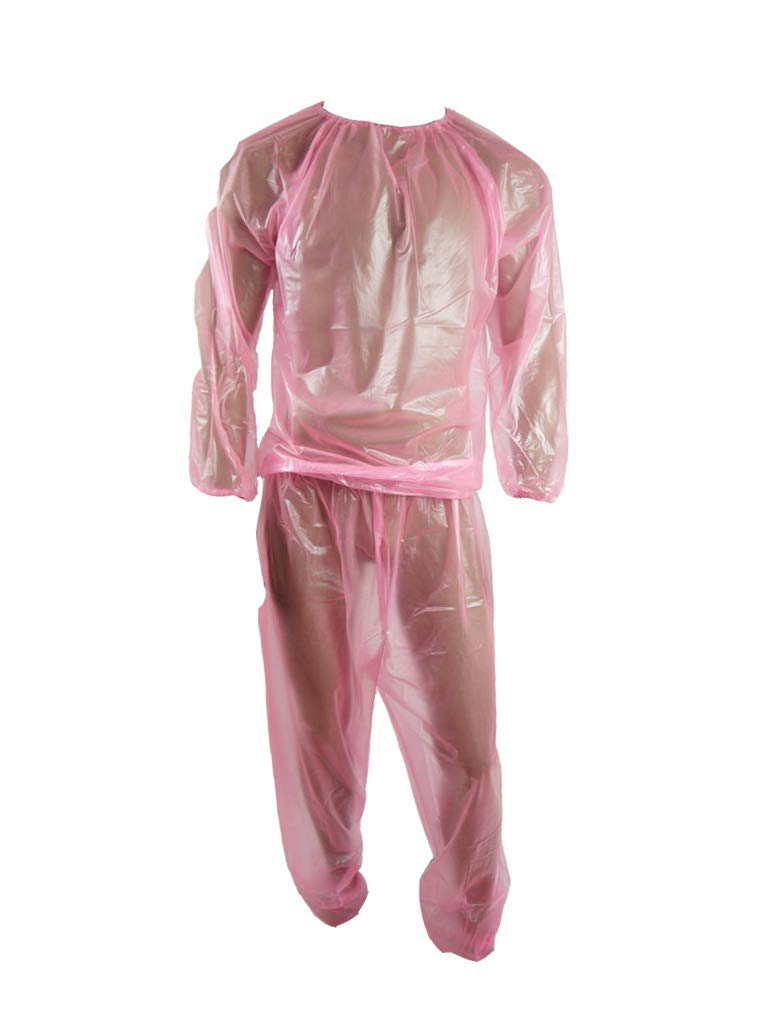 Haian PVC Jogging Suit Sauna-Suit (Medium, Transparent Pink)