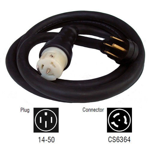 Generac 6390 50-Foot 50-Amp Generator Cord with NEMA 1450 Male End and CS6364 Female Locking End