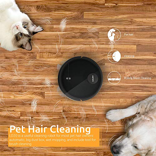 LeJoy LD20 Verbundener lasergeführter Staubsauger Roboter und Mop-Reiniger,2400Pa leistungsstarker Sauger, App & Alexa Sprachsteuerung,mehrere Reinigungsmodi für Tierhaare,Teppich,Hartboden (schwarz)