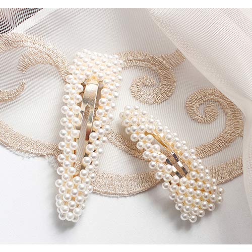 Cubaco Pearls Hair Clips for Women Wedding Bridal,Hair Barrettes Hair Pins 5 Pack Gold Different Shapes Clip Hair Styling Tools Accessories for Women Gifts - Thumbnail 5