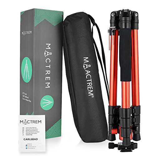 MACTREM Tripod DSLR SLR Tripod, 62.5" Light-Weight Aluminum Alloy Camera Tripod Phone Tripod with Phone Holder, 360 Degree Ball Head, Detachable Monopod, 33lbs Load with Carry Bag, Orange