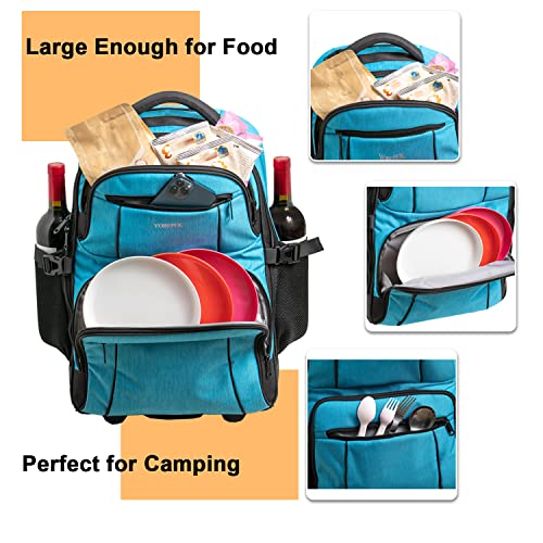 Cooler Backpack with Wheels, 30 Cans Insulated Rolling Cooler Bag