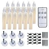 Raycare 12 PCS LED Window Candles, Battery Operated Taper Candle Lights, Christmas Candles Warm White, Perfect for Harry Potter Decoration, Wedding