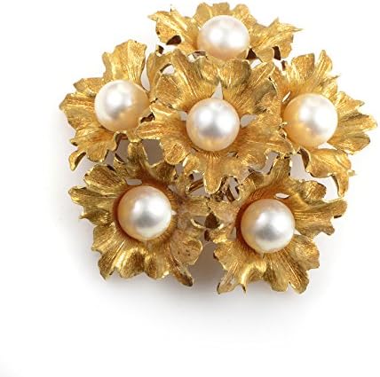 Amazon Buccellati 18 Kイエローゴールドパール花柄ブーケブローチ ブローチ 通販