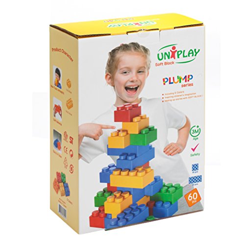 UNiPLAY Jumbo Soft Building Blocks - Plump Series (60pcs), Educational and Creative Toys, Food Grade Material(Antibacterial), Non-Toxic, BPA Free, 100%Safe for Kids, Toddlers, Baby, Preschoolers - Thumbnail 2