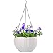 Growers Hanging Basket, Indoor Outdoor Hanging Planter Basket, 10.4 in.Round Resin Garden Plant Hanging Planters Decor Pot (White)